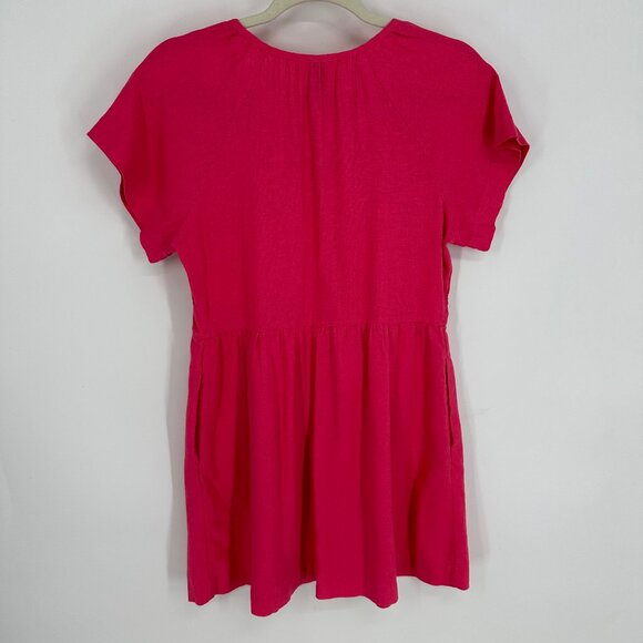 3/$25 Universal Thread Linen Blend Mini Dress XS Babydoll‎ Short Sleeves Pink - Picture 3 of 8